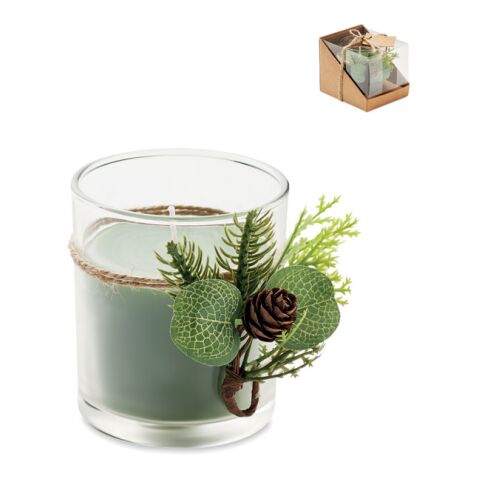 Christmas candle with forest arrangement green | Without Branding | not available | not available | not available