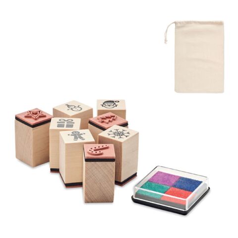 8 wooden Christmas stamps set