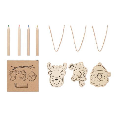 Christmas-themed Drawing wooden ornaments set wood | Without Branding | not available | not available | not available