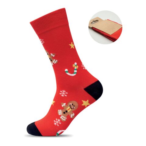 Pair of Christmas socks L red | 1-color Screen Print | CARDBOARD SIDE 2 | 60 mm x 50 mm | not available