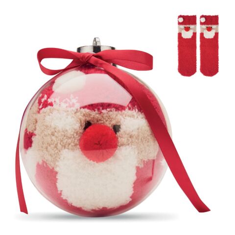 Santa socks in bauble ornament red