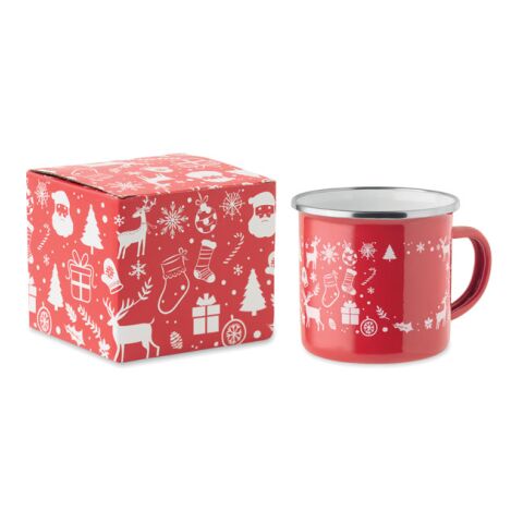 Christmas enamel mug 300ml red