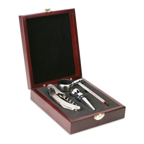 Classic wine set in wooden box 