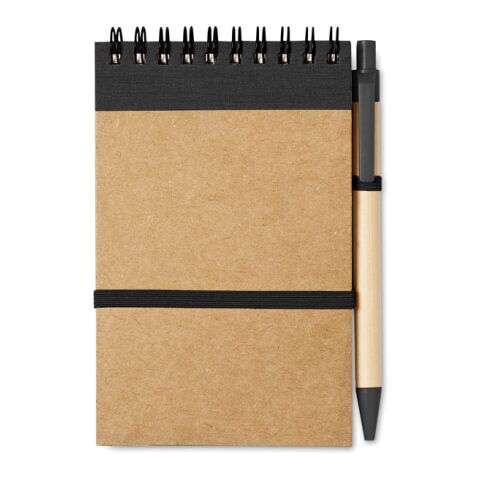 A6 recycled notepad with pen black | Without Branding | not available | not available | not available