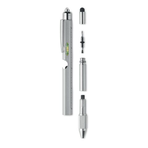 Spirit level pen with LED light matt silver | No Branding | not available | not available