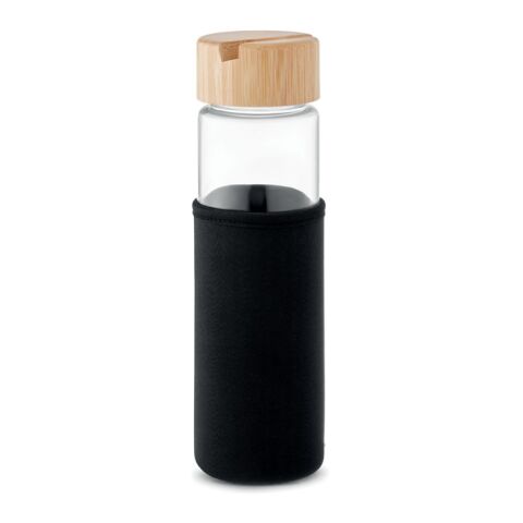 Glass bottle bamboo lid 600ml black | Without Branding | not available | not available | not available