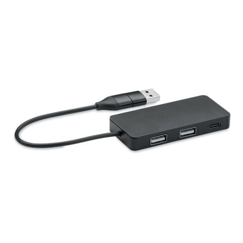 3 port USB hub with 20cm cable black | Without Branding | not available | not available