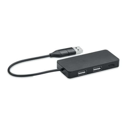 3 port USB hub with 20cm cable black | Without Branding | not available | not available