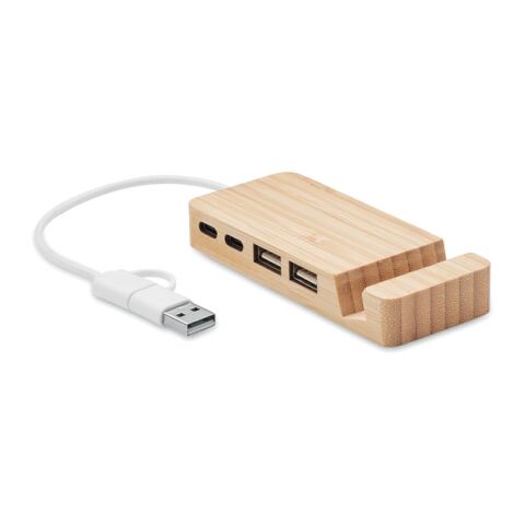 Bamboo USB 4 ports hub