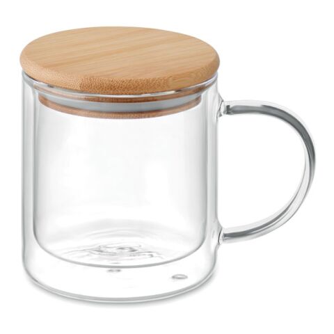 Double walled mug with bamboo lid transparent | Without Branding | not available | not available | not available