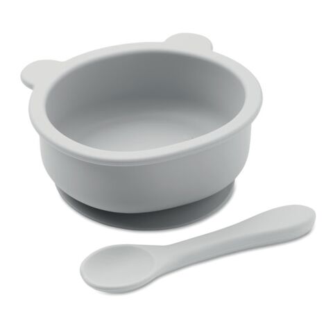 Silicone spoon, bowl baby set grey | Without Branding | not available | not available