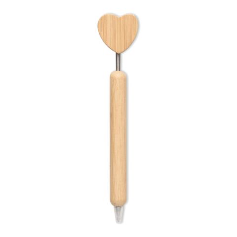 Bamboo heart ball pen wood