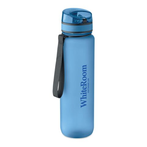 Sports water bottle RPET 1L transparent/light blue | No Branding | not available | not available | not available