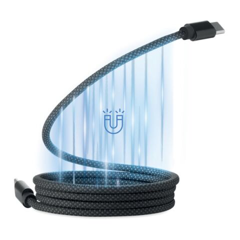 Braided magnetic cable in RPET