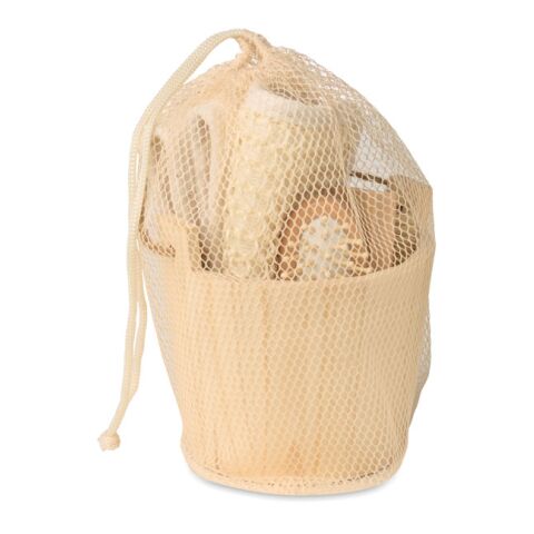 Bath gift set in wooden bucket wood