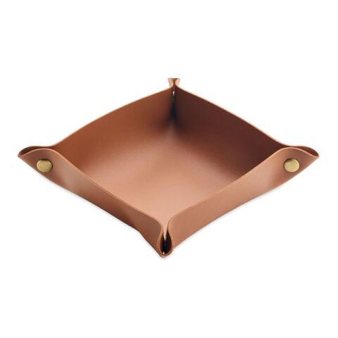 Foldable PU key tray brown