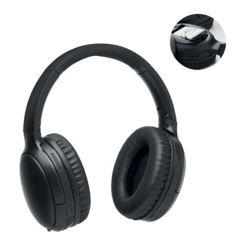 Foldable headphones in pouch black