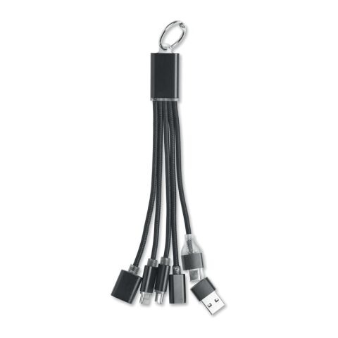 3-in-1 charging cable keyring black
