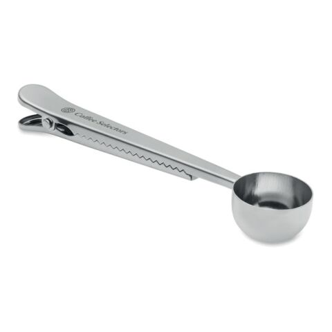 Coffee scoop with bag clip silver
