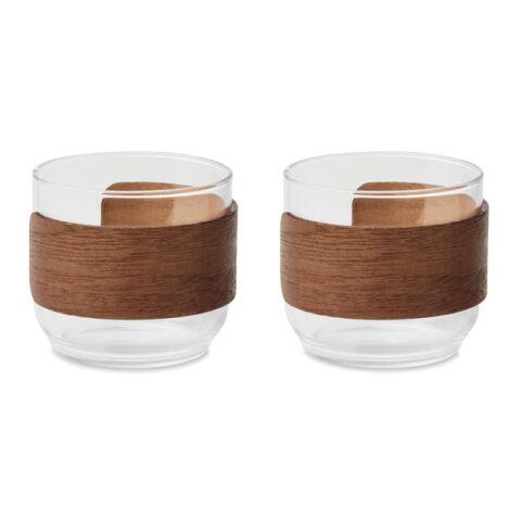 Coffee glass set walnut grip wood