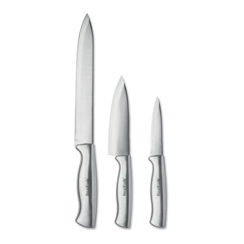 Stainless steel knife set 3pcs silver