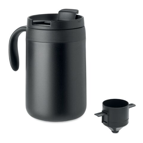 Double wall mug coffee filter black