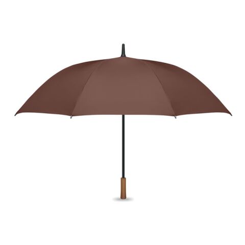 27" auto umbrella wood handle brown