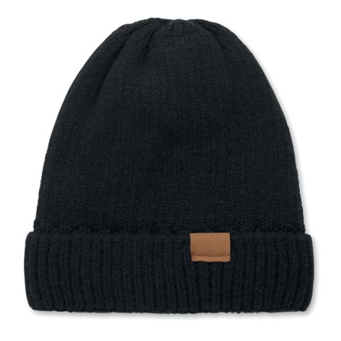 Knitted beanie with cuff black