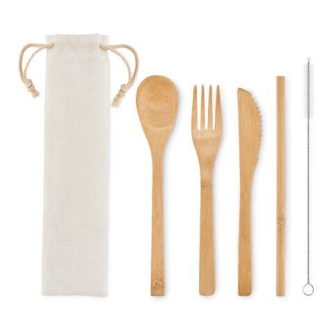 Bamboo cutlery with straw beige | Without Branding | not available | not available | not available
