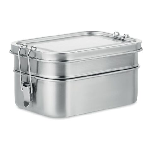 Stainless steel lunch box with 2 compartments matt silver | Without Branding | not available | not available | not available