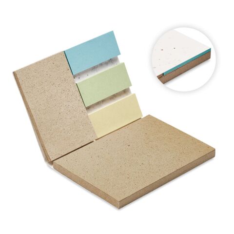 Grass paper memo pad &amp; coloured sticky notes white | Without Branding | not available | not available