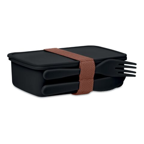 Lunch box with cutlery black | Without Branding | not available | not available | not available