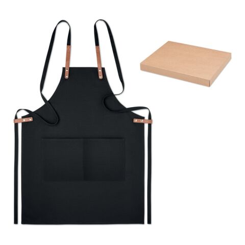 Organic cotton apron 340 gr/m² with 2 front pockets black | 1-colour Screen Print | BOX | 170 mm x 240 mm | not available