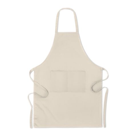 Beige organic cotton apron with front pockets beige | 1-colour Screen Print | FRONT POCKET LEFT | 110 mm x 140 mm | not available