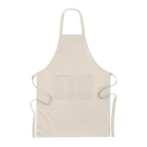 Beige organic cotton apron with front pockets beige | 1-colour Screen Print | FRONT POCKET LEFT | 110 mm x 140 mm | not available