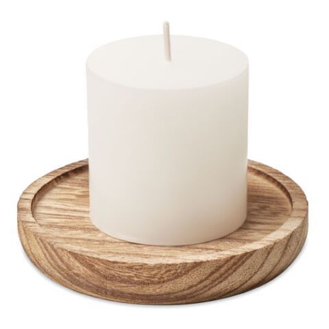 Candle on round wooden base wood | Without Branding | not available | not available