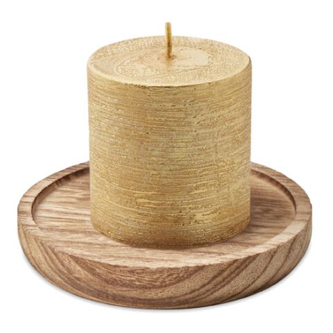 Candle on round wooden base gold | No Branding | not available | not available