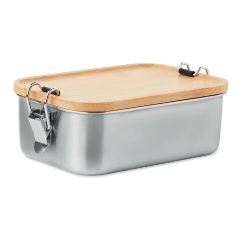Stainless steel lunch box with bamboo lid