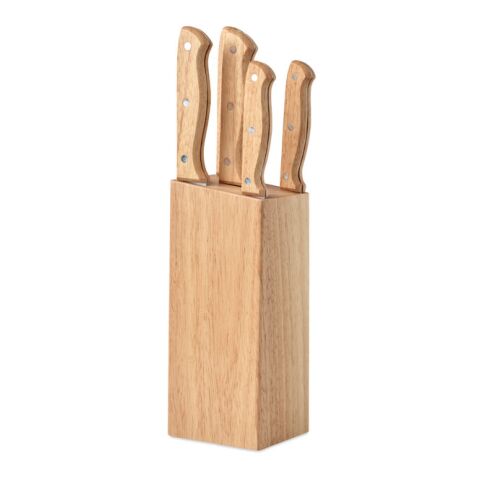 5 piece knife set in base wood | Without Branding | not available | not available