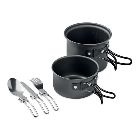 2 camping pots with cutlery black | Without Branding | not available | not available | not available