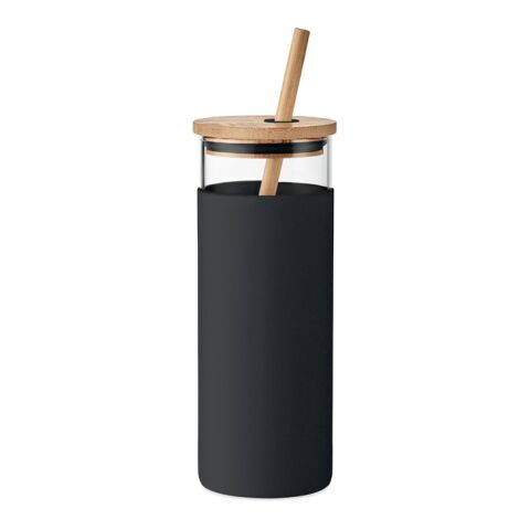 Glass tumbler 450ml bamboo lid black | Without Branding | not available | not available | not available
