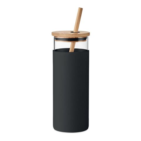 Glass tumbler 450ml bamboo lid black | Without Branding | not available | not available | not available