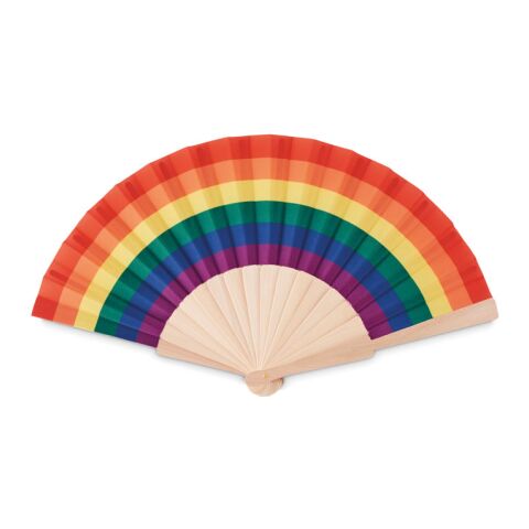 Rainbow wooden hand fan multicolour | Without Branding | not available | not available