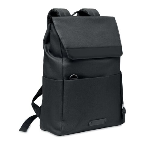 RPET laptop backpack with magnetic button black | Without Branding | not available | not available | not available