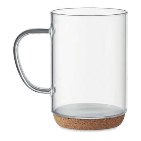 Glass mug 400ml with cork base transparent | Without Branding | not available | not available
