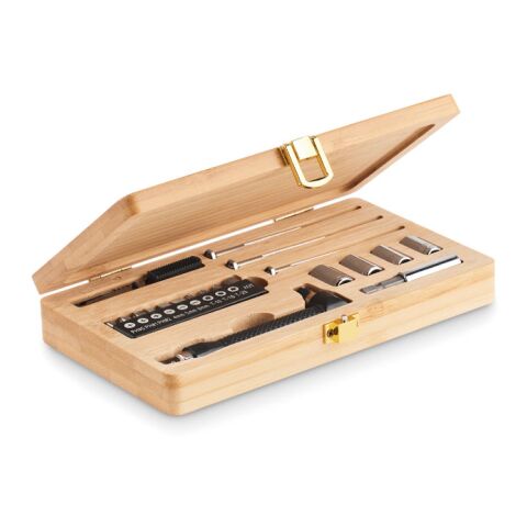 21 pcs tool set in bamboo case wood | Without Branding | not available | not available | not available