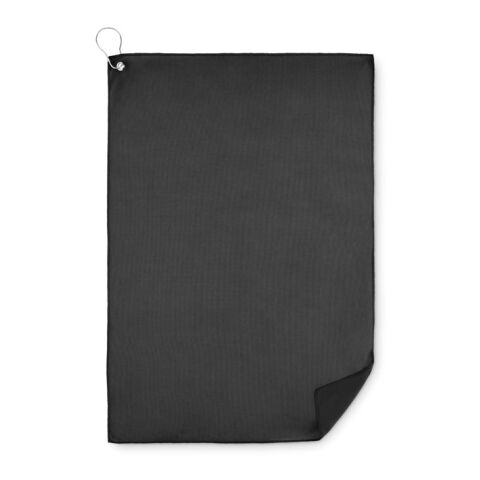RPET golf towel with hook clip black | Without Branding | not available | not available | not available