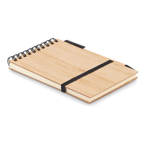 A6 bamboo notepad with pen black | Without Branding | not available | not available