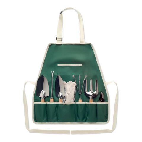 Garden tools in apron green | 1-colour Screen Print | BELOW POCKET | 300 mm x 60 mm | not available
