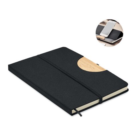 A5 RPET notebook with phone stand black | Without Branding | not available | not available | not available